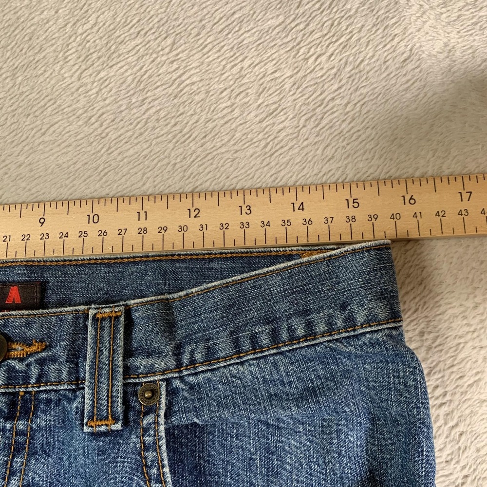 Perry‎ Ellis America Jeans Mens 32x32(32x28) Blue Straight Leg Raw Hem Denim - Picture 5 of 12